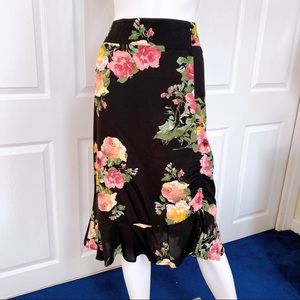 Band of Gypsies- Siena Floral Print Midi Skirt M